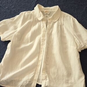 White Linen Shortsleeve Buttondown Shirt - 3X